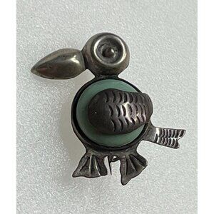 Whimsical Silver Mexico Stylized Toucan Brooch